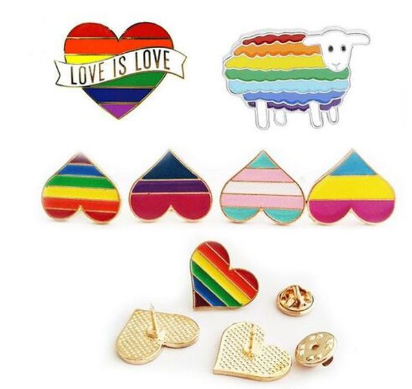 Broches LGBT en émail de couleur arc-en-ciel pour femmes et hommes, badge de fierté Gay et lesbienne, bijoux à la mode en vrac SHU35