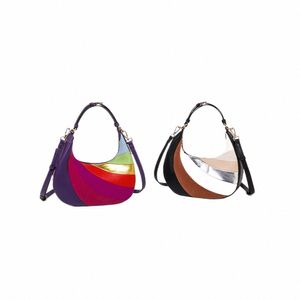 Regenboog Kleur Patchwork Crescent Crossbody Tassen Subaxillaire Designer Prachtige Schoudertassen Zadel Dames Geavanceerde Tas Y2Ak #