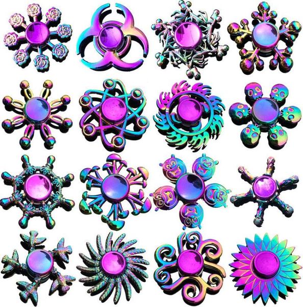 Rainbow Color Spinner Finger Finger Alloy Metal Hand Spinners Fingertip Gyro Spinning Top Stress Relief Anxiété Toys8105243