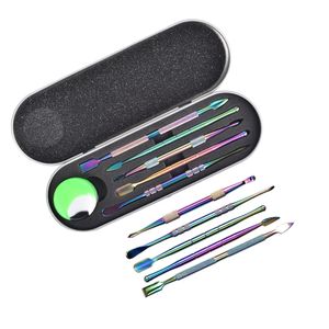 Rainbow Color Wax Dabber Tools Atomizer Tank bag Stainless Steel Dab Jar Smoking Tool for Dry Herb Titanium Nail Vape Pen Silicone Container