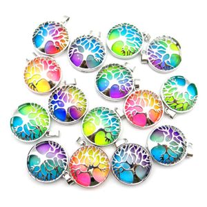  Colgante de Metal con forma de árbol de la vida de cristal de color arcoíris,  accesorios para collares y joyería DIY