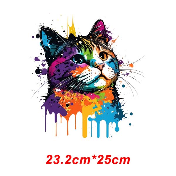 Rainbow Colorful Panda Dog Iron-On Transfers Sticker pour les t-shirts DIY Cat Horse Animal Transfert de chaleur pour vêtements Stickers