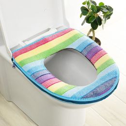 Rainbow Coral Fluwelen Toiletzitting Cover Winter Warm Toiletzitting Ring Cover Badkamer Toilet Decoratie Rainbow Seat Cushion Pads BH4479 TQQ