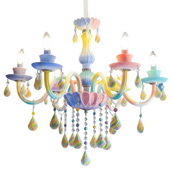Lustre en cristal arc-en-ciel éclairage bougie européenne lampe chambre salon salle à manger lustres décoration lampes suspendues