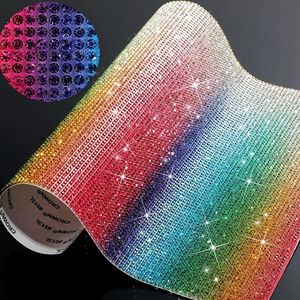 Arc-en-ciel cristal strass autocollant bricolage artisanat fête décoration auto-adhésif paillettes Bling gemmes feuilles pour téléphone portable voiture présent décor 9,4 x 7,9 pouces