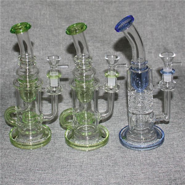 Rainbow dab rigs narguilés bong conduites d'eau en verre épais capiteux mini barboteurs recycleur plates-formes pétrolières avec bol