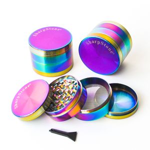 Rainbow Dazzle 4 Onderdelen Grinder Zinklegering Tabak Grinder 40mm 50mm 55mm 63mm Metalen Slijpmachines Kruid magnetische Top Grinder