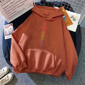 Rainbow Dice Sword Print Hoodies voor Man Pocket Oversize Casual Hooded Pullover Mannelijke Mode Cartoons Anime Hip Hop Sweatshirts H1227