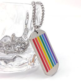 Colar de etiqueta de cachorro arco-íris casal pingente de aço inoxidável bandeira arco-íris Les Dogs colar de etiqueta gay