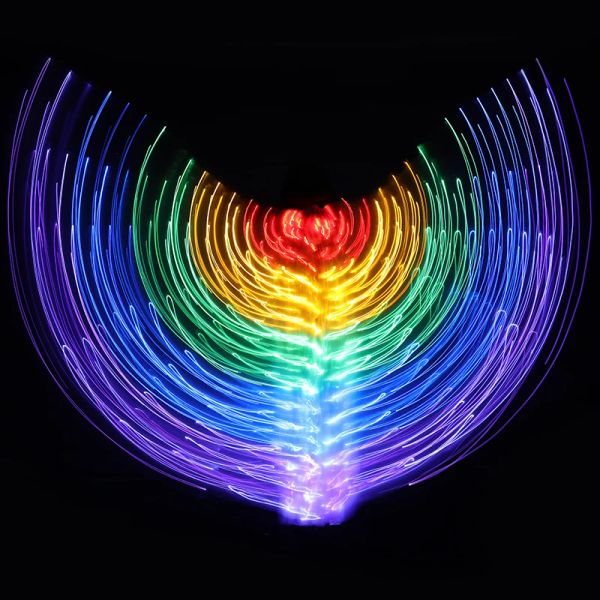 Rainbow Electronic Light Dance Wings Disfraces de baile del vientre Alas espectáculos de fiestas LED ISIS Luces fluorescentes