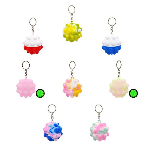 Rainbow Fidget Toys 3D Bubble Ball Porte-clés Pendentif Jouet Pour Enfants Balles Anti Stress Drôle Anti-Stress Cadeau