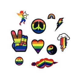 Rainbow Flag LGBT Gay Pride Patches Set, Lesbian Patch Brodé Moral Emblem Iron On or Sew On Patch Appliques Dress, Plant, Hat, Cap, Ja
