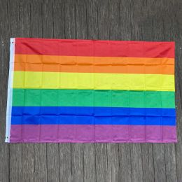 Regenboog Vlaggen En Banners 3x5FT 90x150cm Lesbische Gay Pride LGBT Vlag Polyester Kleurrijke Regenboogvlag