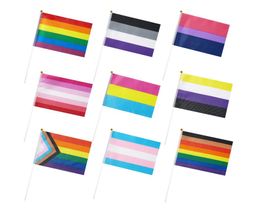 Regenboogvlaggen Gay Mini Hand Held Stick Flag Festival Party Parades Decoraties Banner