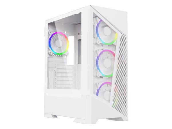 Rainbow-Flash-F1-W White USB 3.0 Acero / Caja de computadora de la torre de vidrio templado Atx Mid Tower, 4 x 120 mm Autoflow Rainbow LED LED (preinstalado)