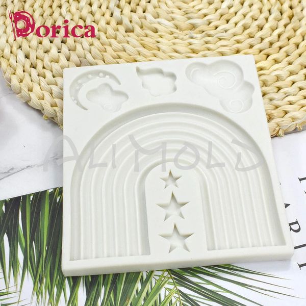 Arc-en-ciel Fondant Silicone Moule Nuage Lune Étoile Fudge Chocolat Moule DIY Résine Argile Gadgets Mousse Gâteau Décoration Outils Ustensiles de Cuisson 240226