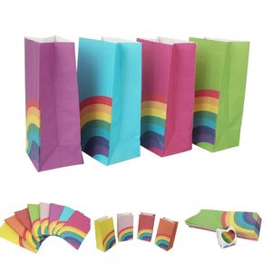 Rainbow Food Bag Olie-proof Cookie Candy Voedsel Verpakking Winkelen Tassen Rainbow Wedding Birthday Party Biscuits Verpakking Zakken