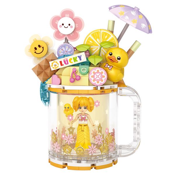 Rainbow Friend 235PCS Figura de juguete de acción Bloques de construcción Taza de té con leche Estival junto al mar Juguete DIY Arquitectura Juguete para niña Modelo Kit de construcción Juguete Lepin Ladrillo Bloque de Navidad