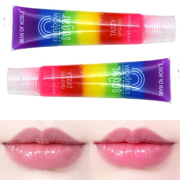 Rainbow Gloss Sugar Tasty Transparent Huile transparente Sexy Sexy Migne Fruit Lip Balm Hydrating Repstick