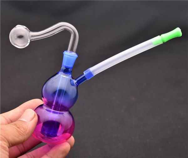 Rainbow Gourd Glass Oil Burner Bubbler Water Bong Quemadores pequeños Tubos Bubbler Dab Oil Rig para fumar Reciclador Vaso Bongs Cera para fumar