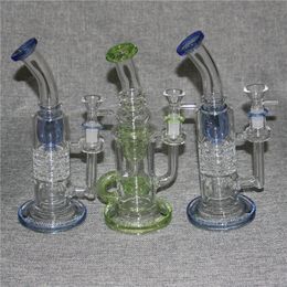 Regenboog Groen Blauw 3 Stijlen Waterpijpen Glazen Waterpijp Olie Dab Rigs Vrouwelijke Gezamenlijke 14.5mm Heady Recycler Bubblers Kom Ash catcher