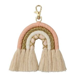 Arc-en-ciel porte-clés femmes Boho à la main porte-clés porte-clés macramé sac breloque voiture suspendus bijoux cadeaux G1019