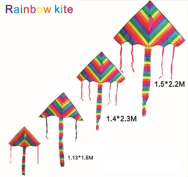 Rainbow Kite Triangle Kite Outdoor Fun Sports Easy Flyer Kite pour débutants