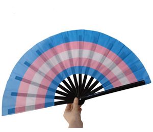 Rainbow Large Folding Fans LGBT Colorful Hand-Held Fan para Mujeres Hombres Pride Party Decoration Festival de música Eventos Dance Rave Supplies SN777