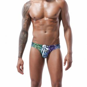 Rainbow Leopard Briefs Maillots de bain pour hommes Sexy dégradé taille basse cordon de serrage Shorts maillot de bain Mankini Trunks Beachwear mâle X9kJ #