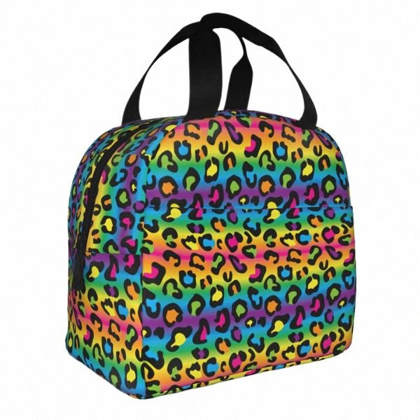 Sac à lunch isolé Rainbow Leopard haute capacité LGBT PRIDE MEAL CORTAINER CHARGER SAG TOTE BOX LANCHER BOX COLLEGE SAG DE NOTAGE SAL K6VF #