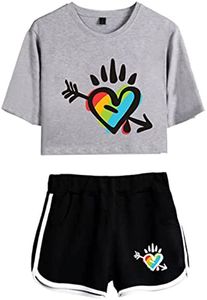 Regenboog lesbisch stel grappige bijgesneden t -shirt zomer casual tracksuit shorts mouw t shirts en klassieke sport shorts