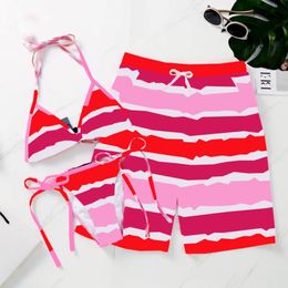 Rainbow Letter Womens Sexy Bikini Swwear Summer Mens Board Short Sweet Lovers Holiday Swimsuit 257i