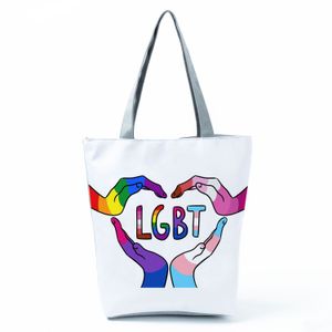 Rainbow LGBT Lesbian Gay Pride Bags Ik kan niet eens denken dat rechte boodschappentassen canvas polyster schoudertas dames heren heren boek tas love wins tassen handtas tote tote