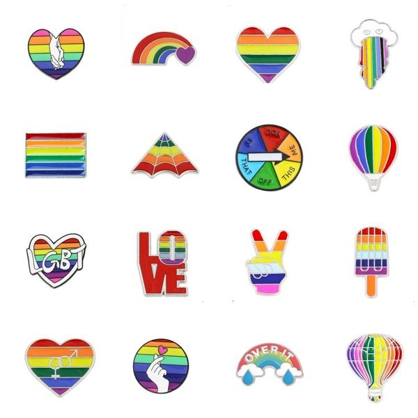 Rainbow LGBT Party Brooch Cartoon Heart Flag Flag étoile Émails émail