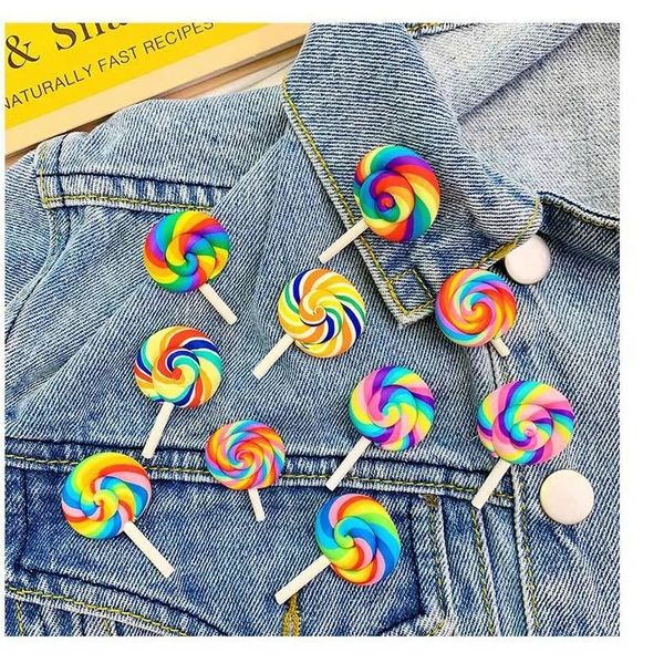 Arc-en-ciel sucette broche bonbons Badge manteau pull robe veste broches broches femmes hommes mignon broches