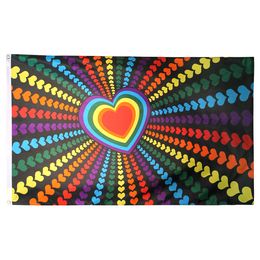 Rainbow Love Flag 90x150 cm 3x5FT Printing Polyester Indoor Outdoor Decoratie Vlag met Messing Grommets GRATIS VERZENDING