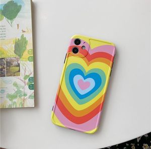 Rainbow Love Heart TPU Telefoonhoesjes voor iPhone X XS MAX XR 11 12PRO 8 7 PLUS