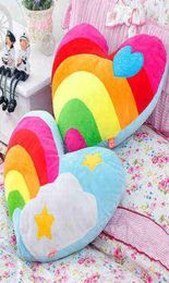 Rainbow Loving Heart Cloud Cloud Pareja en forma de corazón almohada esponjosa almohada de felpa suave Valentine039s Día de cumpleaños Regalo suave Fabricación J27725915