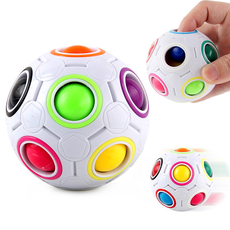Rainbow Magic Football Puzzle Toy Fidget Ball Kids Intelligence Educational Toys Stress Relief Decompression Toys Axst Reliever