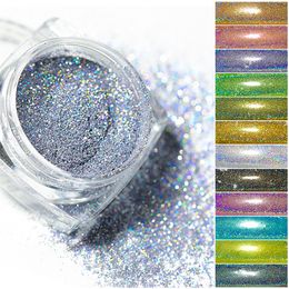 Regenboog nagelpoeder magie glitter zeemeermin spiegel laserpoeder metalen pigment holografisch voor salon home diy