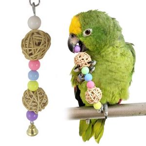 Jouets pour perroquets arc-en-ciel, perruche, jouet à mâcher, balançoire pour oiseaux, cloche, Cage pivotante, échelle suspendue pour perruches, fournitures pour animaux de compagnie, 234M