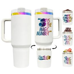 Tobus de 40 oz plaqué arc-en-ciel avec un compartiment de rangement de collations pour la gravure laser sublimation à double paroi en acier inoxydable tasse de café pour les meilleurs cadeaux de valeur