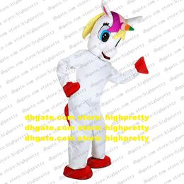 Rainbow Pony Flying Horse Mascot Costume Unicorn Ainkhuern Unimon Single Angle Character Attry klanten Business Zx379