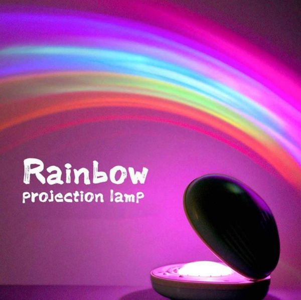 Arc-en-ciel Projection Led Party Glowing Décoration Veilleuse 360 ° Rotation Coloré Lampe Projecteur Photographie Selfie Atmosphère Props