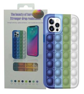 Rainbow Push Push Bubble Antistress Fidget Phone Case Unique 3D Discompression Cover Soft Silicone Cover pour iPhone14 13 11 12 Max 11 xr avec boîte de vente au détail