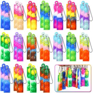 Rainbow Push Bubble Sensory Fidget Toys Keychain Autism Speciale behoeften Stress reliever angst Relief speelgoed voor kinderen Verjaardagsfeestjes geschenken