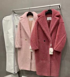 Rose mmax en peluche en peluche alpaca fourrure xlong manteaux pour femmes manteau neige hiver