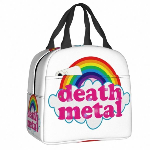 Rainbow Rock Music Death Metal Sac à lunch Refroidisseur Chaud Boîte à lunch isolée pour femmes Enfants Travail scolaire Pique-nique Sacs fourre-tout G0cG #