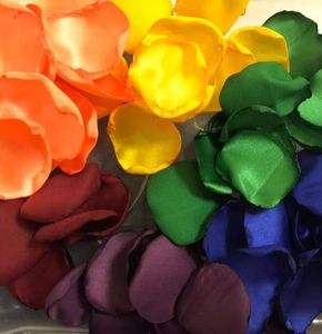 Rainbow Roes Petals Punkrock Wedding Satin Petales For Weddings Soft Flower Girl Rose Petal 100 Pieces Lot4454016