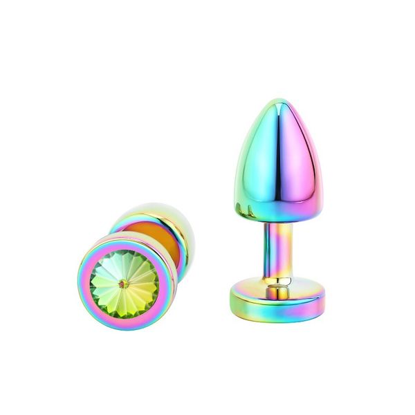 Arc-en-ciel Rose or rose argent mini petite taille bijoux ronds cristal métal perles anales plug anal bijoux jouet sexy pour femme homme